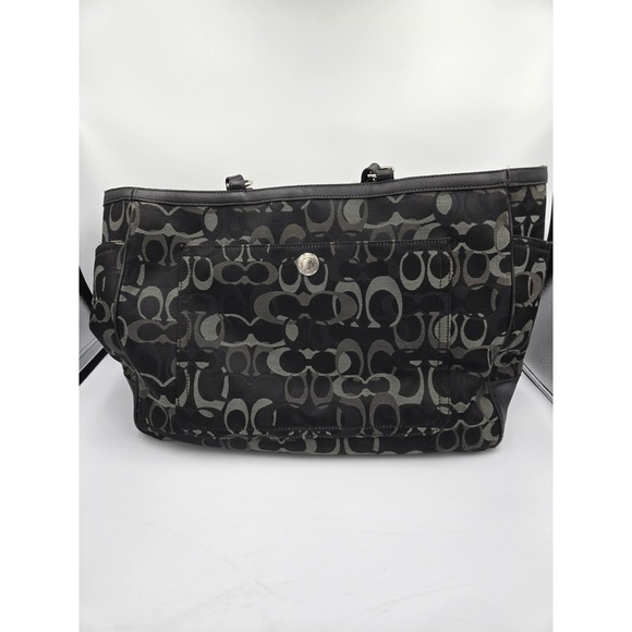 Coach Large Tote/Purse/Diaper Bag Canvas and Leather- Black and Gray Pre-Owned - Picture 1 of 13